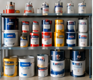 Aircraft paint cans on shelves
